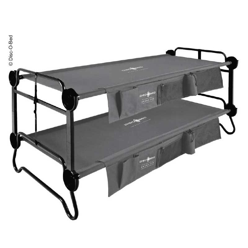 Dviaukštė lova Disc-O-Bed XL antracito spalvos su šoninėmis kišenėmis Dviaukštė lova Disc-O-Bed XL antracito spalvos su šoninėmis kišenėmis