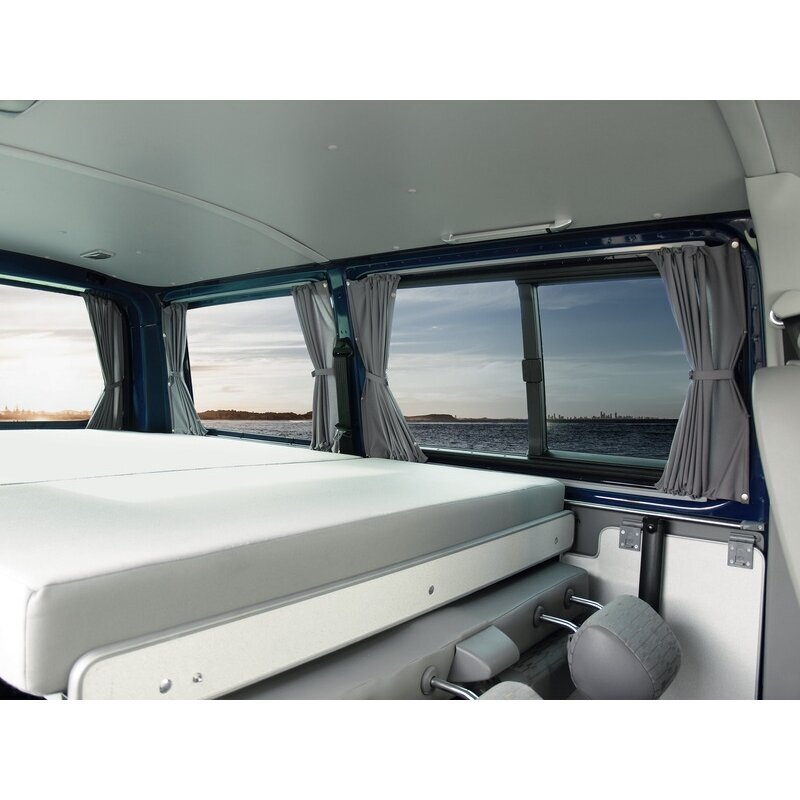 Dviejų sluoksnių užuolaidos mikroautobusui Kreminė/Juoda Renault Trafic nuo 2015 Dviejų sluoksnių užuolaidos mikroautobusui Kreminė/Juoda Renault Trafic nuo 2015