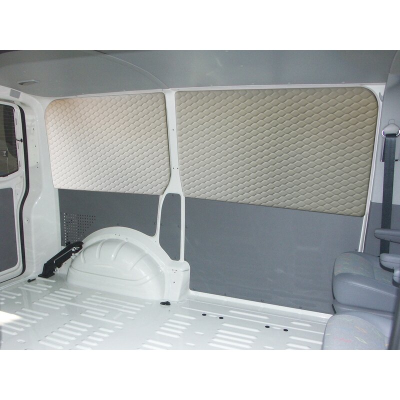 Dygsniuotas vidaus pamušalas VW T5/T6 autobusams be langų - stumdomoms durims su Velcro 1 Dygsniuotas vidaus pamušalas VW T5/T6 autobusams be langų - stumdomoms durims su Velcro 1