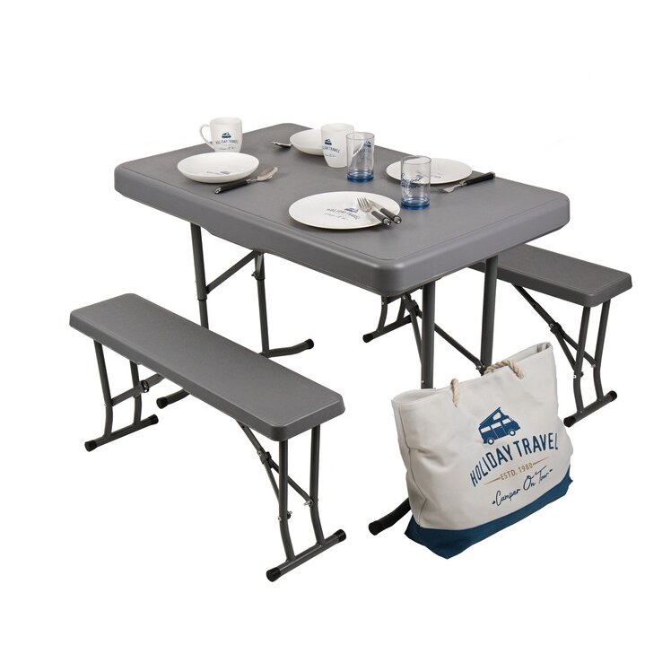 EASY komplektas - stalas 105x65cm ir 2 suolai 84,5x20cm, pilkas EASY komplektas - stalas 105x65cm ir 2 suolai 84,5x20cm, pilkas