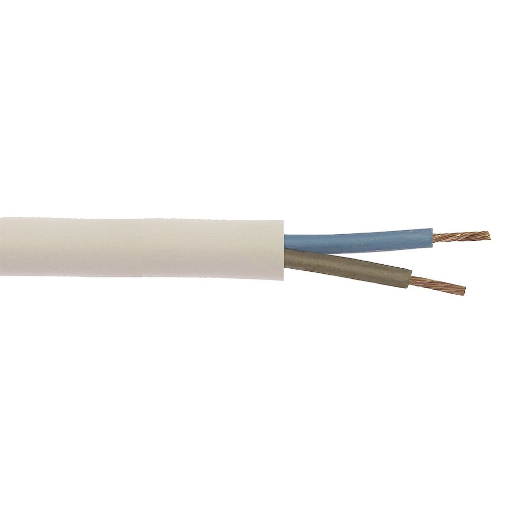 Elektros kabelis H03-VVF 5 m baltas 2 x 0,75 mm² Elektros kabelis H03-VVF 5 m baltas 2 x 0,75 mm²