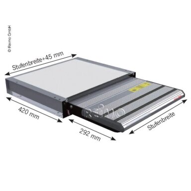 Elektrinė pakopa 12V, 70cm pločio furgonams ir nameliams ant ratų Elektrinė pakopa 12V, 70cm pločio furgonams ir nameliams ant ratų