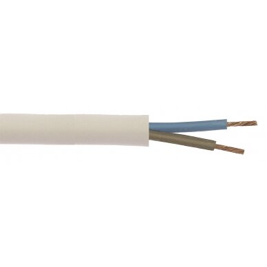 Elektros kabelis H03-VVF 5 m baltas 2 x 0,75 mm² Elektros kabelis H03-VVF 5 m baltas 2 x 0,75 mm²