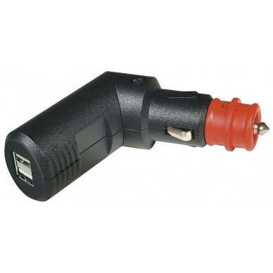 Įkrovimo kištukas dvigubas USB kampu 12 - 24 V DC / 5 V DC Įkrovimo kištukas dvigubas USB kampu 12 - 24 V DC / 5 V DC