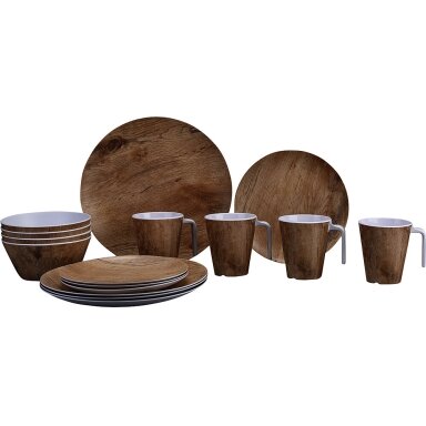 Indų rinkinys, melaminas Nature Line Teak 16 vnt. Indų rinkinys, melaminas Nature Line Teak 16 vnt.