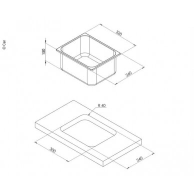 Integruota kriauklė iš nerūdijančio plieno 320x260x150mm 1 Integruota kriauklė iš nerūdijančio plieno 320x260x150mm 1