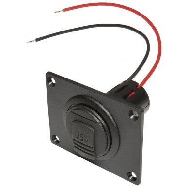 Integruotas maitinimo USB lizdas su montavimo plokšte ir dangteliu 12 - 24 V 1