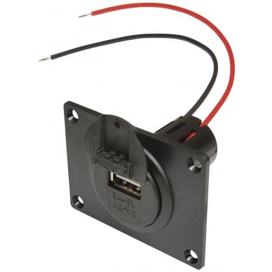Integruotas maitinimo USB lizdas su montavimo plokšte ir dangteliu 12 - 24 V