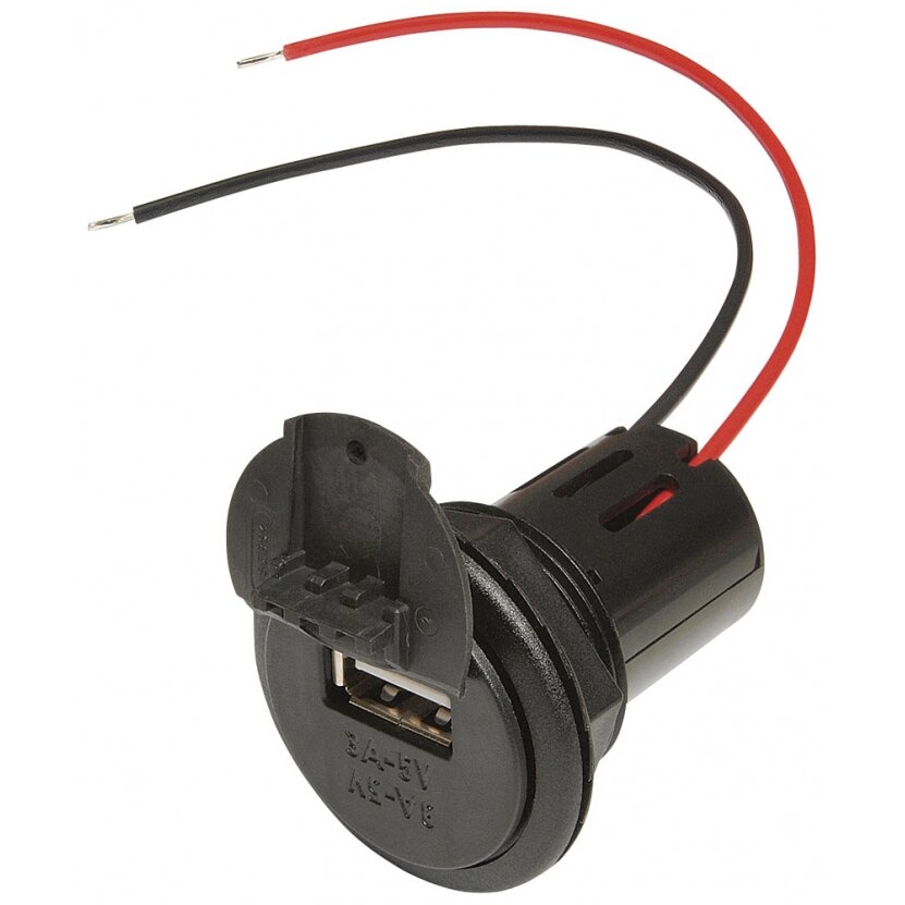 Integruotas maitinimo USB lizdas su sriegine mova ir dangteliu 12 - 24 V Integruotas maitinimo USB lizdas su sriegine mova ir dangteliu 12 - 24 V