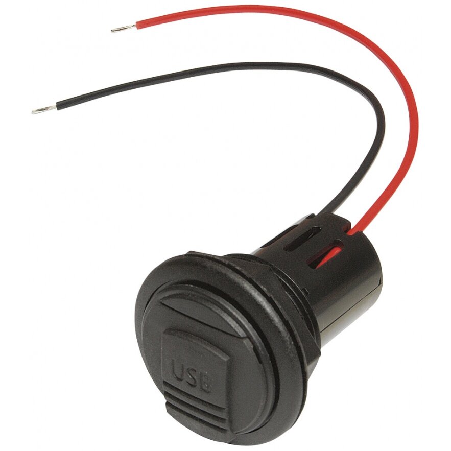 Integruotas maitinimo USB lizdas su sriegine mova ir dangteliu 12 - 24 V 1