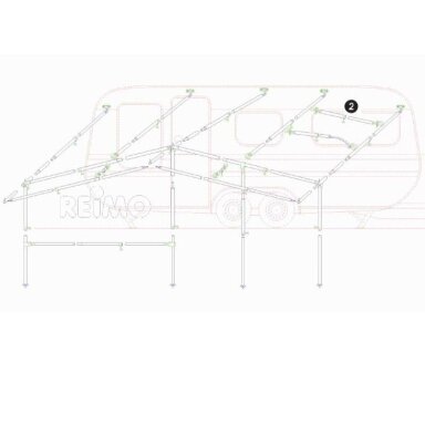 Įtempimo strypas/stogo atraminis strypas 160-200cm, 3 dalys