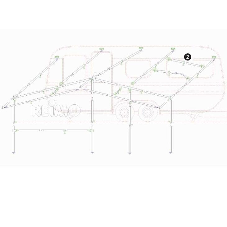 Įtempimo strypas/stogo atrama strypo plienas 160–260 cm, 3 dalių
