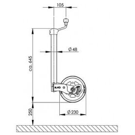 Jockey ratas su balansu 230x80, plieninis ratlankis, kieta guminė padanga 3 Jockey ratas su balansu 230x80, plieninis ratlankis, kieta guminė padanga 3