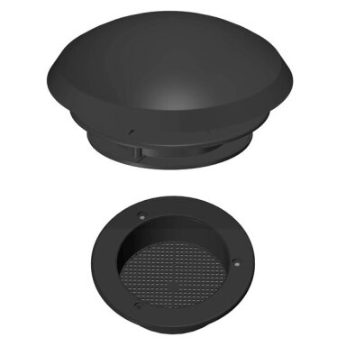 Grybo formos ventiliacijos anga ⌀ 190 mm su tinkleliu nuo vabzdžių - stogo išpjova ⌀ 110 mm - juoda Grybo formos ventiliacijos anga ⌀ 190 mm su tinkleliu nuo vabzdžių - stogo išpjova ⌀ 110 mm - juoda