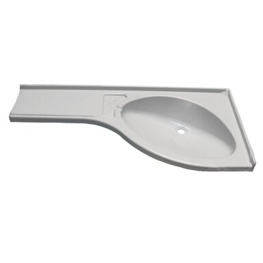 Kampinis praustuvas su lentyna baltas 840x375x150mm Kampinis praustuvas su lentyna baltas 840x375x150mm