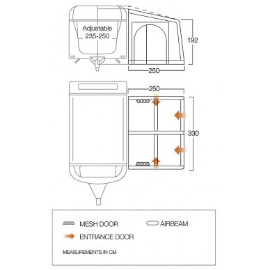 Karavano markizė Baletto Air Elements Shield pilkai violetinė 2