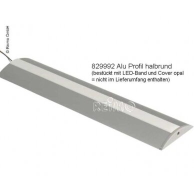 Karbest aliuminio profilis LED juostoms, ilgis 1,5m, pusapvalis 3