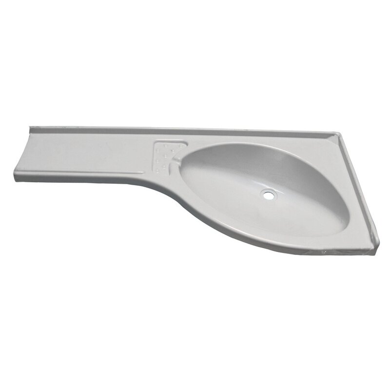 Kampinis praustuvas su lentyna baltas 840x375x150mm Kampinis praustuvas su lentyna baltas 840x375x150mm
