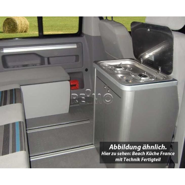 Kitchen France high gloss black - virtuvės modulis VW T6/5 California Beach su technologija