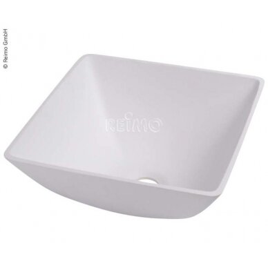 Kvadratinis dizainerio praustuvas, baltas, matmenys: P 330 x A 330 x A 135 mm Kvadratinis dizainerio praustuvas, baltas, matmenys: P 330 x A 330 x A 135 mm
