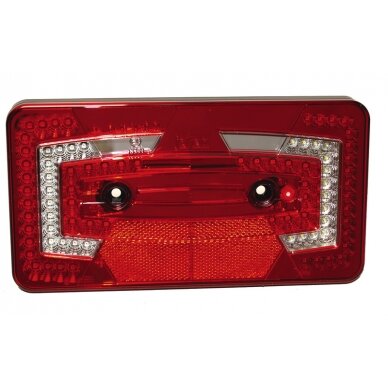LED daugiafunkcis šviestuvas, 9-32V, kairysis raudonas IP67 su šešiakampiu reflektoriumi LED daugiafunkcis šviestuvas, 9-32V, kairysis raudonas IP67 su šešiakampiu reflektoriumi