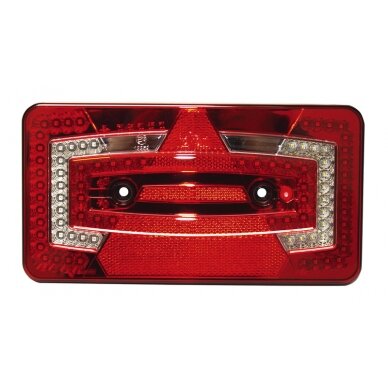 LED daugiafunkcis šviestuvas, 9-32V, kairysis raudonas IP67 su trikampiu reflektoriumi LED daugiafunkcis šviestuvas, 9-32V, kairysis raudonas IP67 su trikampiu reflektoriumi
