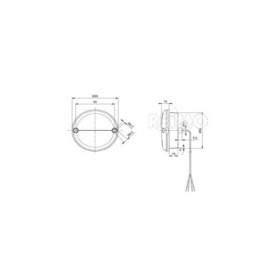 LED stabdžių galinis žibintas 12V, 3/3/0, 3W IP67 500 mm laidas raudonas 1 LED stabdžių galinis žibintas 12V, 3/3/0, 3W IP67 500 mm laidas raudonas 1