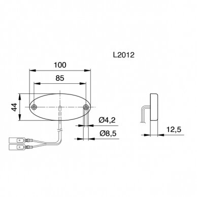 LED žymeklis, 12V, 1W, skaidrus, IP67 galinis 1