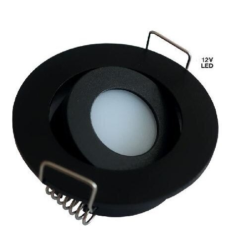 LED 12V įleidžiamas šviestuvas, pasukamas, juodas, skersmuo 51,6 mm