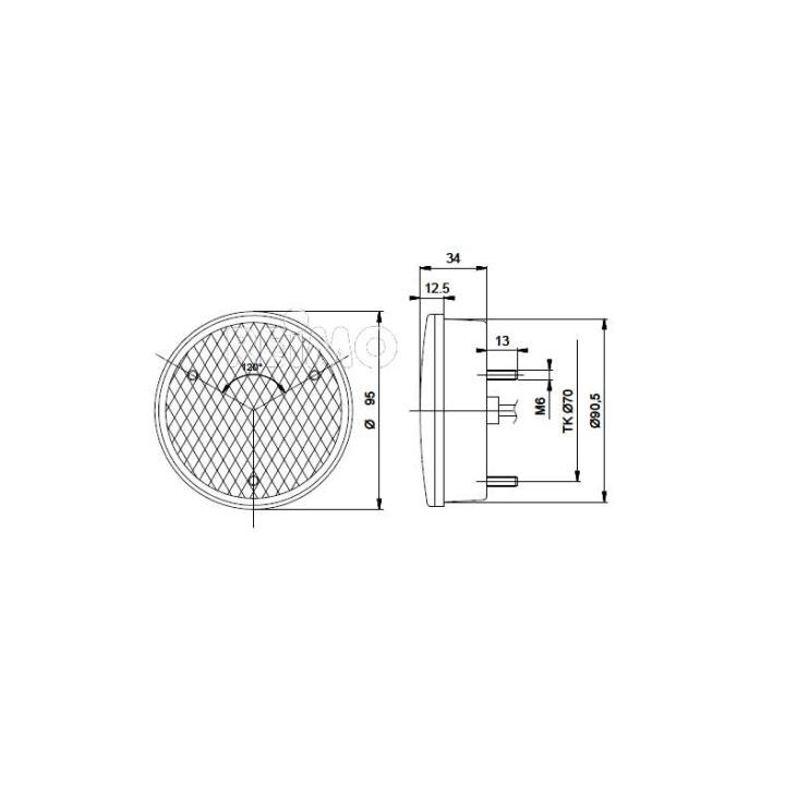 LED indikatorinis stabdžių galinis žibintas 12V, 3/4/0,5W IP67 500 mm laidas skaidrus 1