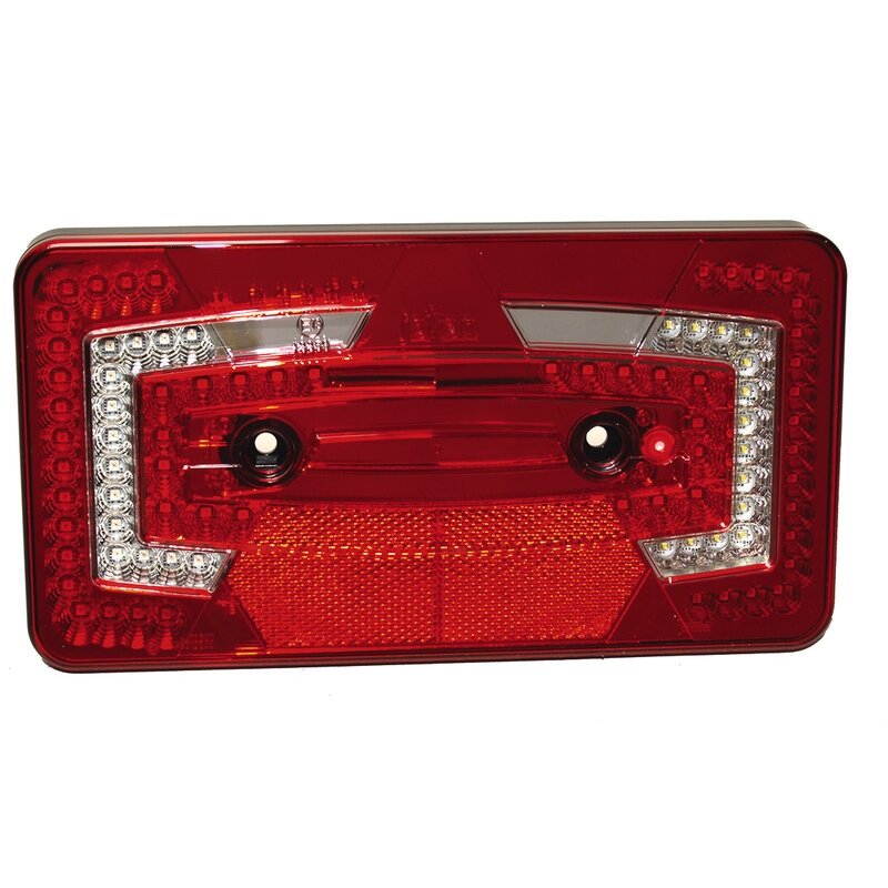 LED daugiafunkcis šviestuvas, 9-32V, kairysis raudonas IP67 su šešiakampiu reflektoriumi LED daugiafunkcis šviestuvas, 9-32V, kairysis raudonas IP67 su šešiakampiu reflektoriumi