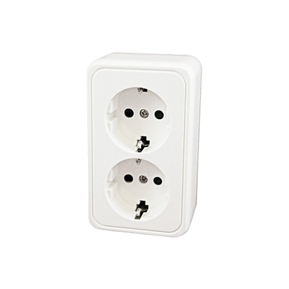 Lizdas dvigubas 230 V baltas Lizdas dvigubas 230 V baltas