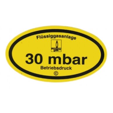 Lipdukas "30 mbar darbinis slėgis" Lipdukas "30 mbar darbinis slėgis"