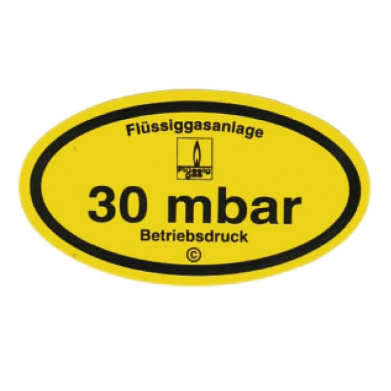 Lipdukas "30 mbar darbinis slėgis"