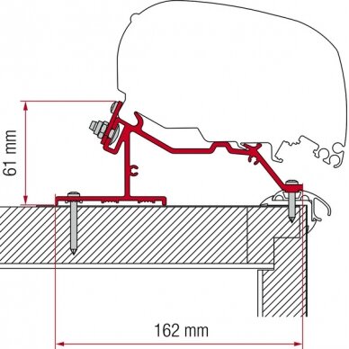 Caravan adapteris markizėms F65L ir F80S Caravan Roof 290cm Caravan adapteris markizėms F65L ir F80S Caravan Roof 290cm