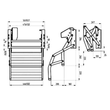 Dvipakopis „Omnistep“ aliuminis laiptelis– 12 V motorizuota įėjimo pakopa .
