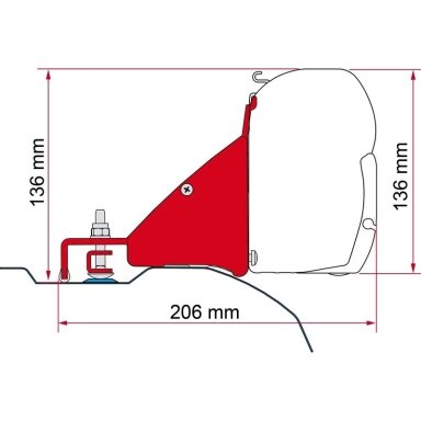 Markizės adapteris be gręžimo, skirtas F45S ir F45L Ducato L2H2 Markizės adapteris be gręžimo, skirtas F45S ir F45L Ducato L2H2