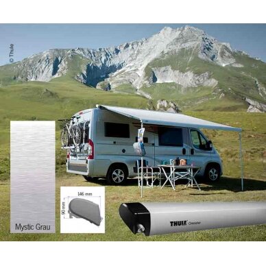 Markizės komplektas Omnistor 6300 4m, korpusas anoduotas, dangteliai: juodi Markizės komplektas Omnistor 6300 4m, korpusas anoduotas, dangteliai: juodi