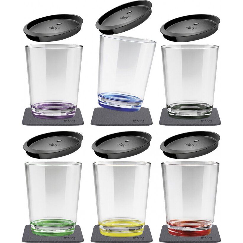 Magnetinių gėrimų puodelių rinkinys 6 vnt. + dangtelis 250 ml įvairiaspalvis