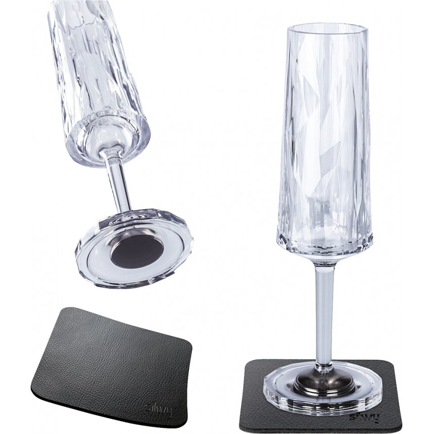 Magnetinės plastikinės taurės putojančiam vynui, 2 vnt. rinkinys, aukštųjų technologijų, skaidrios Magnetinės plastikinės taurės putojančiam vynui, 2 vnt. rinkinys, aukštųjų technologijų, skaidrios