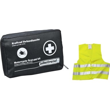 Mini pirmosios pagalbos vaistinėlė + įspėjamoji liemenė + 2 burnos ir nosies uždangalai, juodi Mini pirmosios pagalbos vaistinėlė + įspėjamoji liemenė + 2 burnos ir nosies uždangalai, juodi