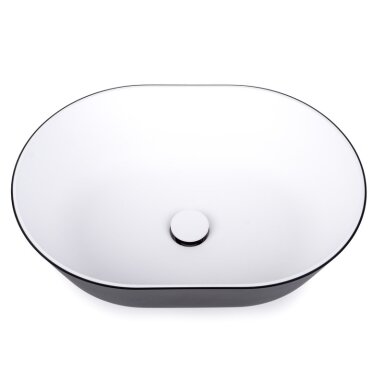 Ocritech ovalus praustuvas, juodas išorinis/baltas įt., 354x260mm H110mm