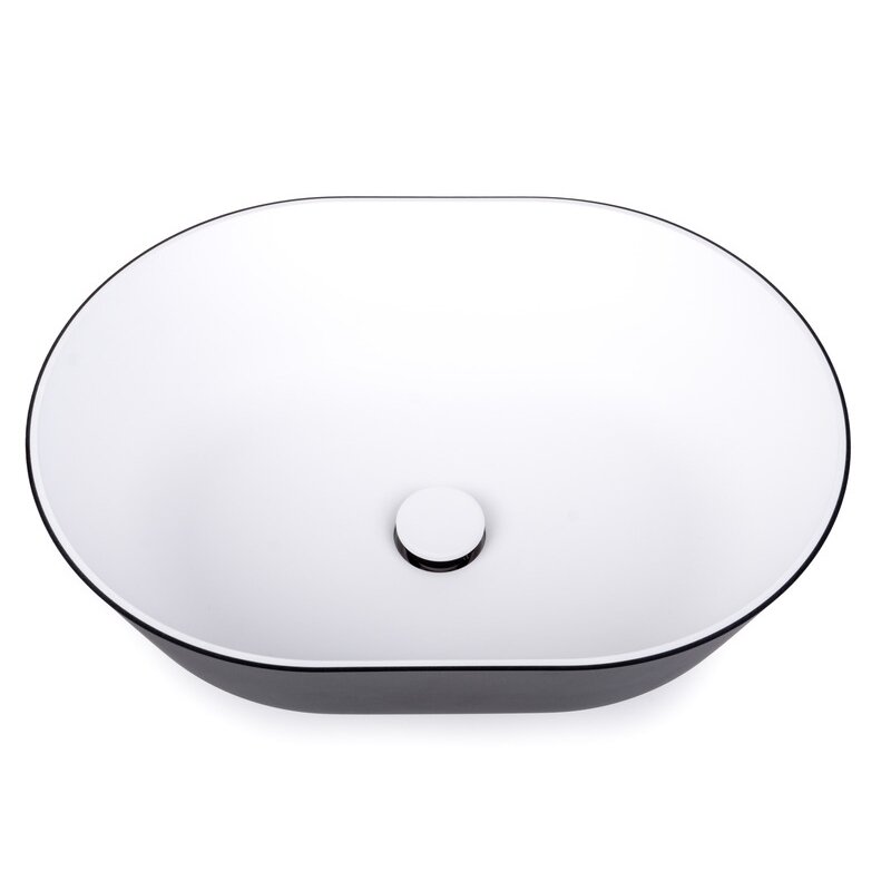 Ocritech ovalus praustuvas, juodas išorinis/baltas įt., 354x260mm H110mm 1 Ocritech ovalus praustuvas, juodas išorinis/baltas įt., 354x260mm H110mm 1