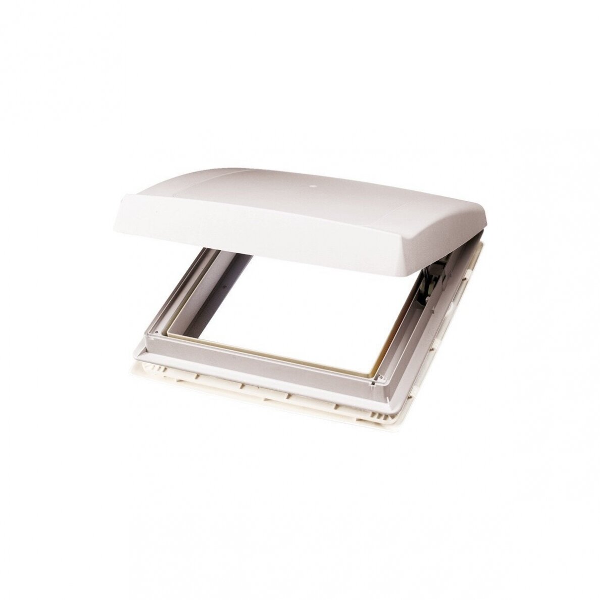 Omni-Vent stogo gaubtas su 12 voltų ventiliatoriumi 40x40 baltas praleidžiantis šviesą Omni-Vent stogo gaubtas su 12 voltų ventiliatoriumi 40x40 baltas praleidžiantis šviesą