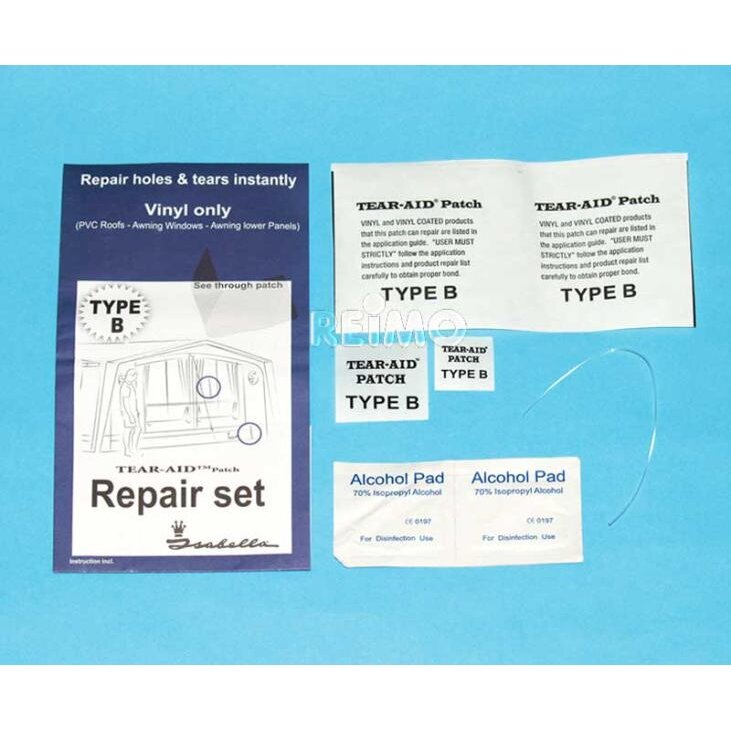 Palapinės audinio ir folijos remonto rinkinys, B tipas: PVC Palapinės audinio ir folijos remonto rinkinys, B tipas: PVC