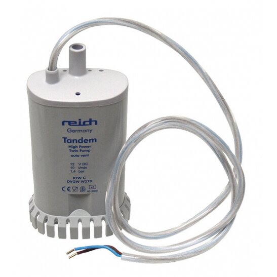 Reich Tandem Twin dvigubo variklio siurblys, 12 V ø 12 mm 19 l/min 1,4bar Reich Tandem Twin dvigubo variklio siurblys, 12 V ø 12 mm 19 l/min 1,4bar