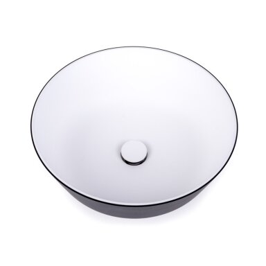 Praustuvas pagamintas iš Ocritech, išorė juoda/vidus balta, matmenys: ø304mm H110mm