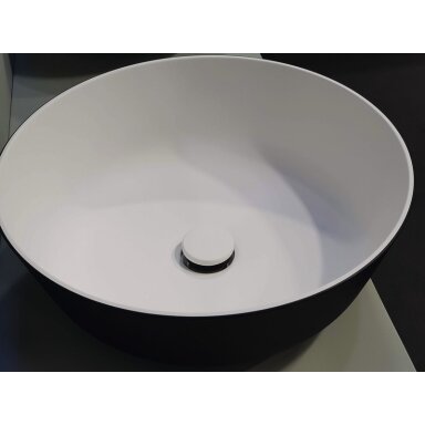 Praustuvas pagamintas iš Ocritech, išorė juoda/vidus balta, matmenys: ø304mm H110mm