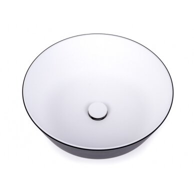 Praustuvas pagamintas iš Ocritech, išorė juoda/vidus balta, matmenys: ø304mm H110mm 1
