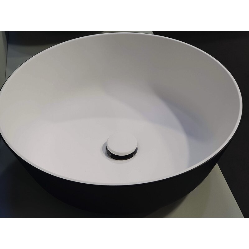Praustuvas pagamintas iš Ocritech, išorė juoda/vidus balta, matmenys: ø304mm H110mm Praustuvas pagamintas iš Ocritech, išorė juoda/vidus balta, matmenys: ø304mm H110mm